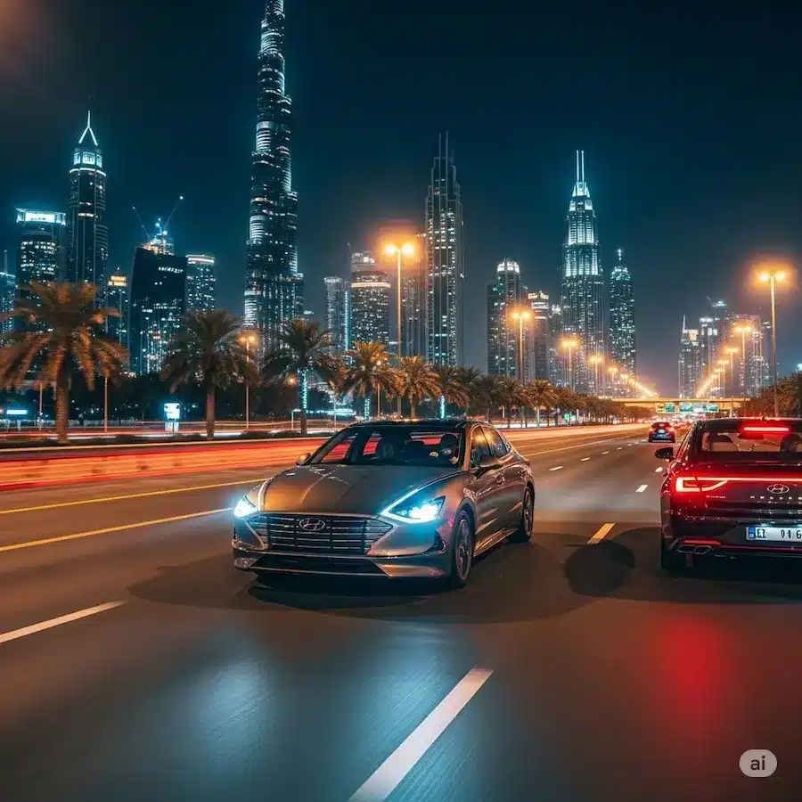هيونداي سوناتا على طريق سريع