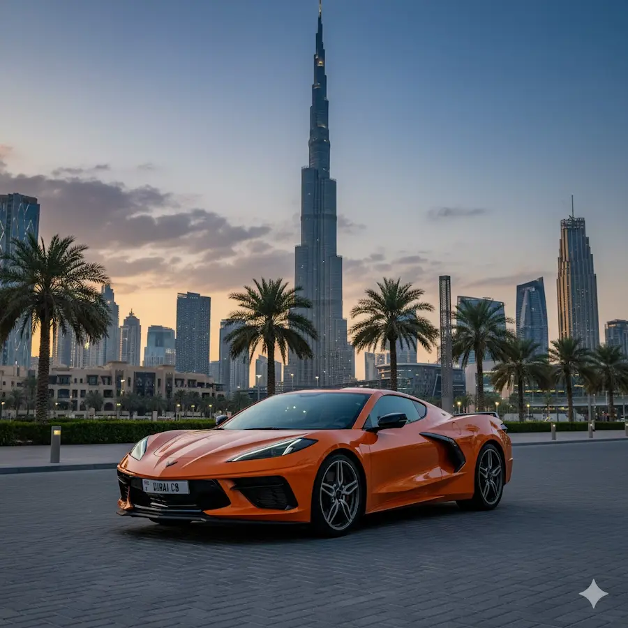 Renting a Corvette C8 in Dubai