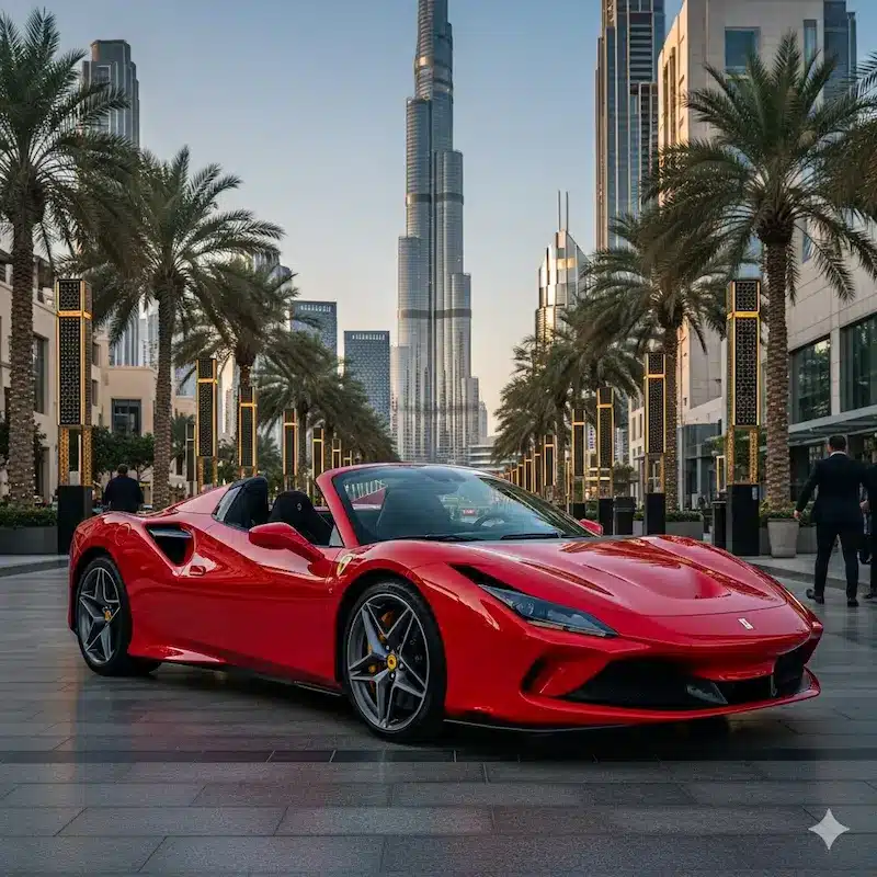 renting a Ferrari F8 Spider in Dubai
