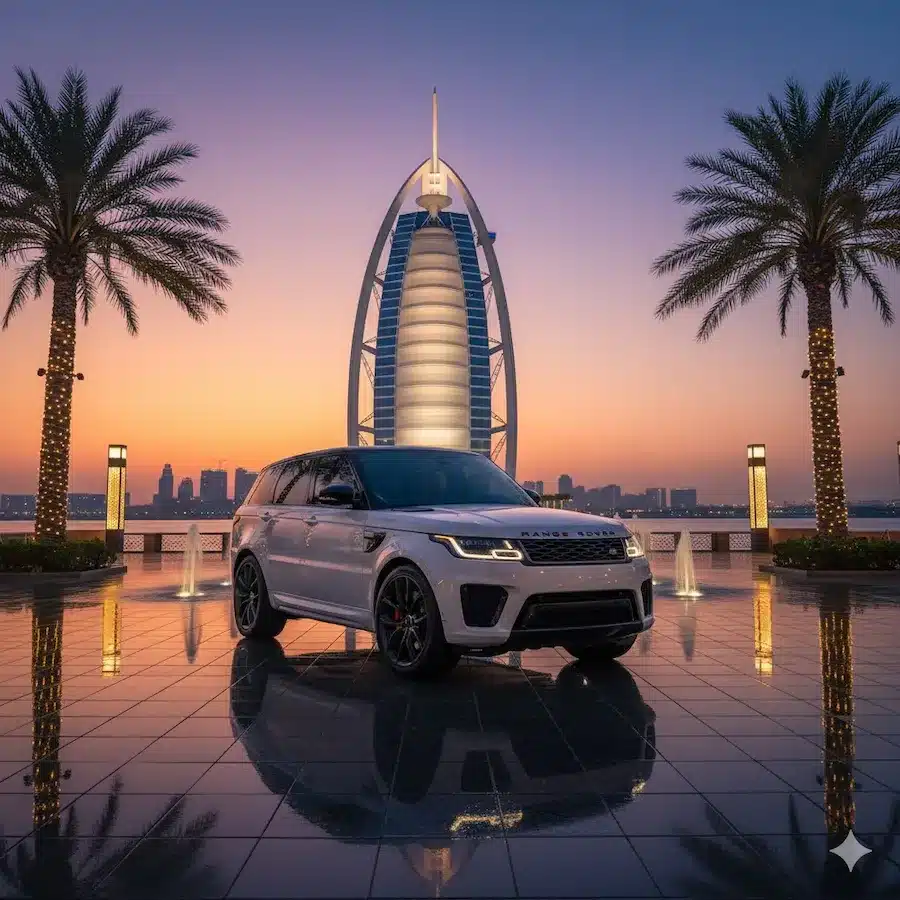 قيادة سيارة رنج روفر اس في ار فى دبي